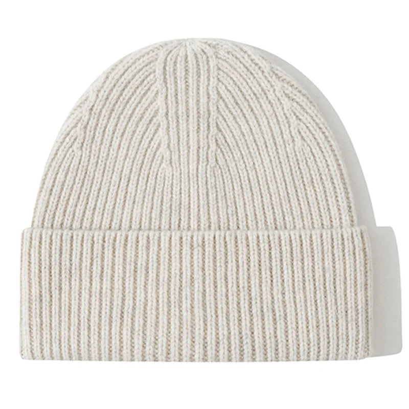 Customizable 3D Embroidered Designer Acrylic Beige Beanie Hat Free Size Slouchy Winter Knitted Ribbed Unisex Dobby MegaBDM