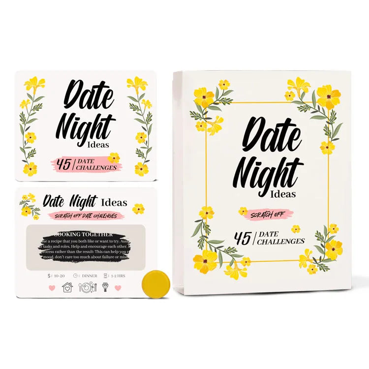 Romantic Customizable Logo Scratch Card Game Exciting Date Ideas Hard Cover Book Embossed Thank You Cardboard Made Fancy Paper