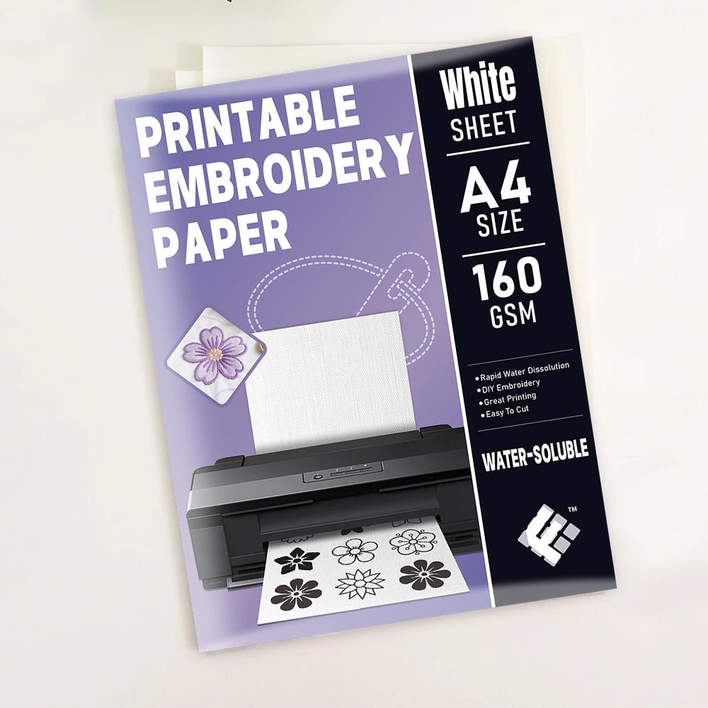 Water-Soluble Printable Embroidery Positioning Sticker for Beginners Pattern Transfer and Stitching