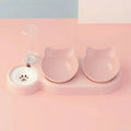 Durable Automatic Pet Bowls 3 in 1 Fashion Dog Double Bowl Portable Raised Pet Bowl Set for Pet Food and Water Feeder
