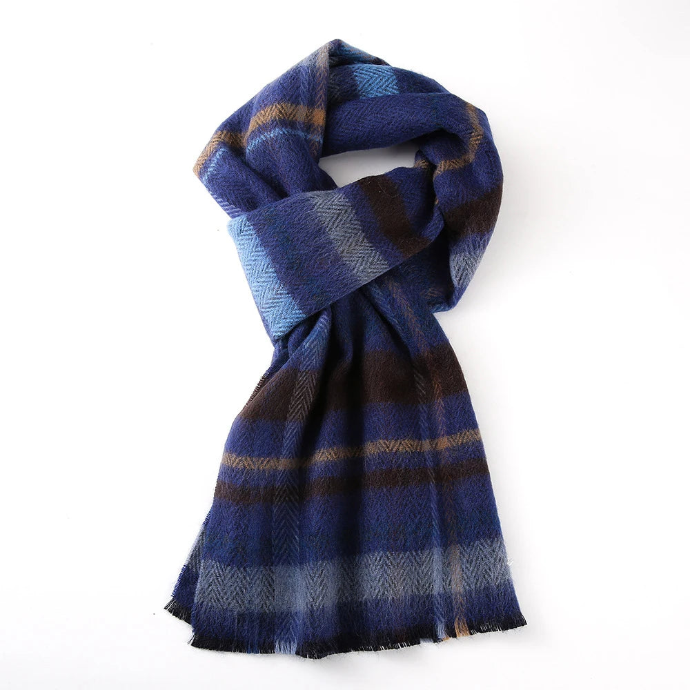 QINGYAN Winter Soft and Warm Fashion Different Colors Comfortable New Item Luxury Plaid Scarf for Men