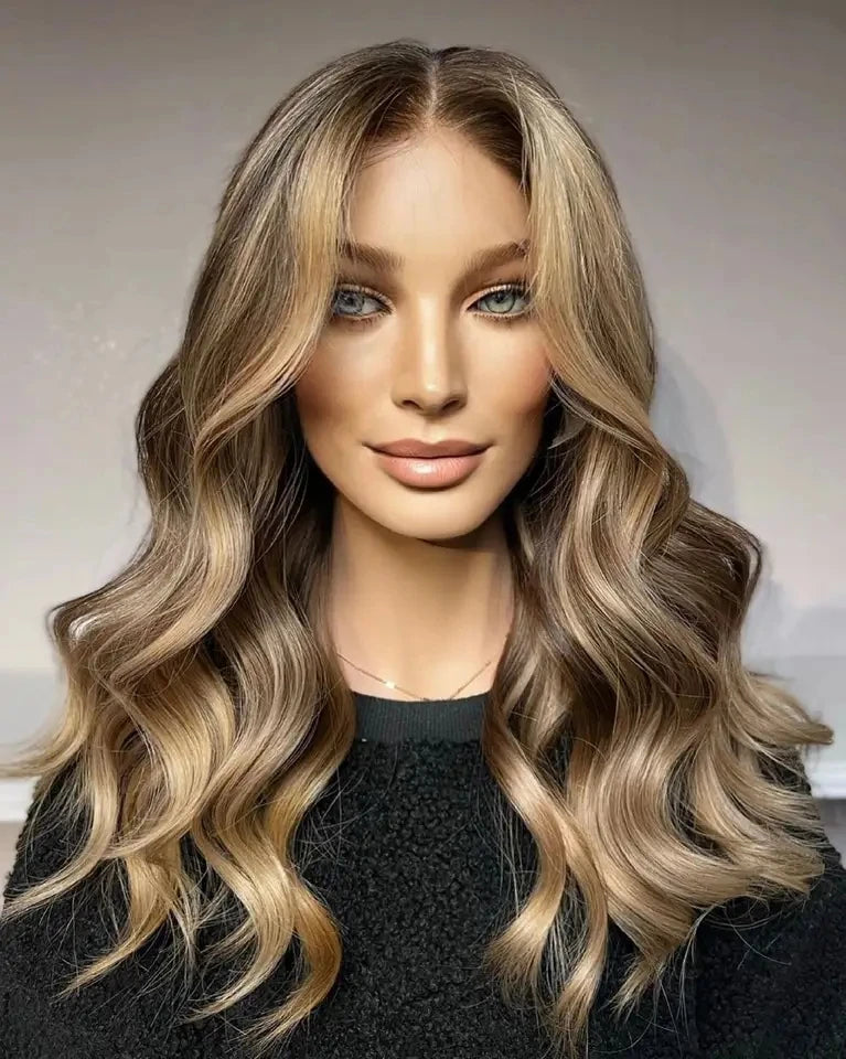 12A Top Grade Virgin European Human Hair Balayage Ombre Highlights Blonde Color Body Wave Bleach Knots Glueless Lace Front Wigs