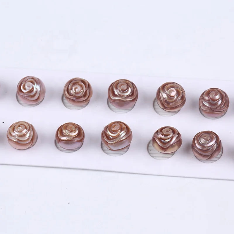 11-12/12-13mm Hand-carved Rose Flower Shape Purple Color Edison Freshwater Loose Pearls in Pairs