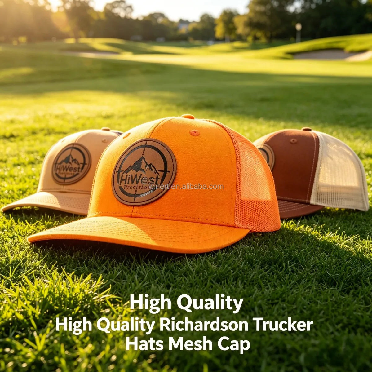 Wholesale Custom Camouflage Hunting Hat Embroidery Leather Patch 6 Panel Sport Cap Breathable Mesh Snapback Trucker Hats Outdoor