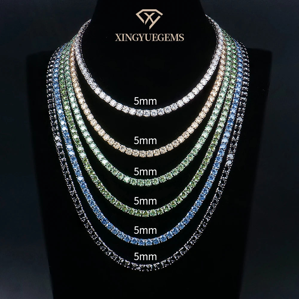Factory Price Wholesale Hiphop Trendy Jewelry 925 Sterling Silver Ice Gra Vvs Diamond Mossanite Moissanite Tennis Necklace Chain
