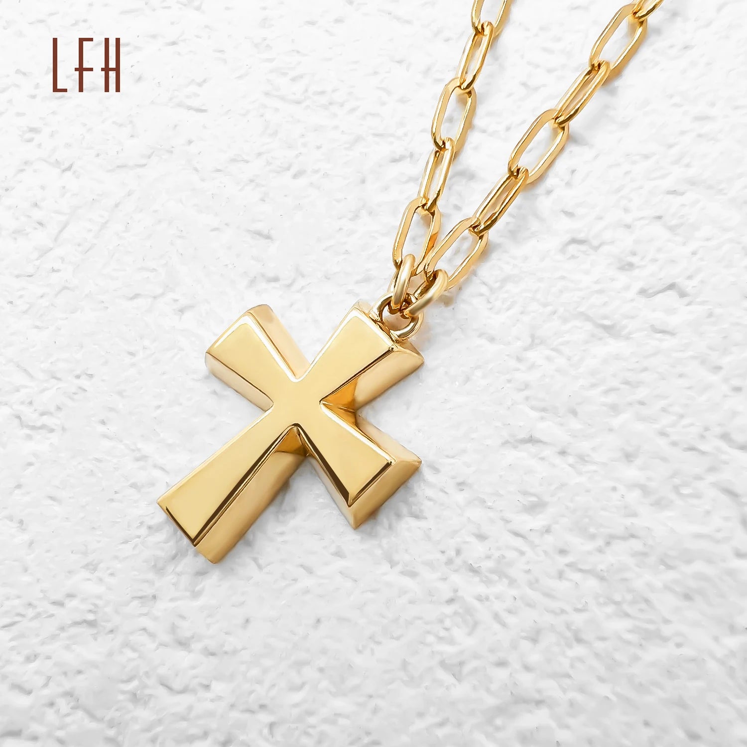 Minimalist Cross Pendant Necklaces Charm 18k Real Gold Gold Protection Cross Necklace Mothers Day Gift