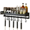Kitchen Spice Rack Wall-mounted Hanging Sauce Jar Holder with Hook Multi-functional Storage Organizer