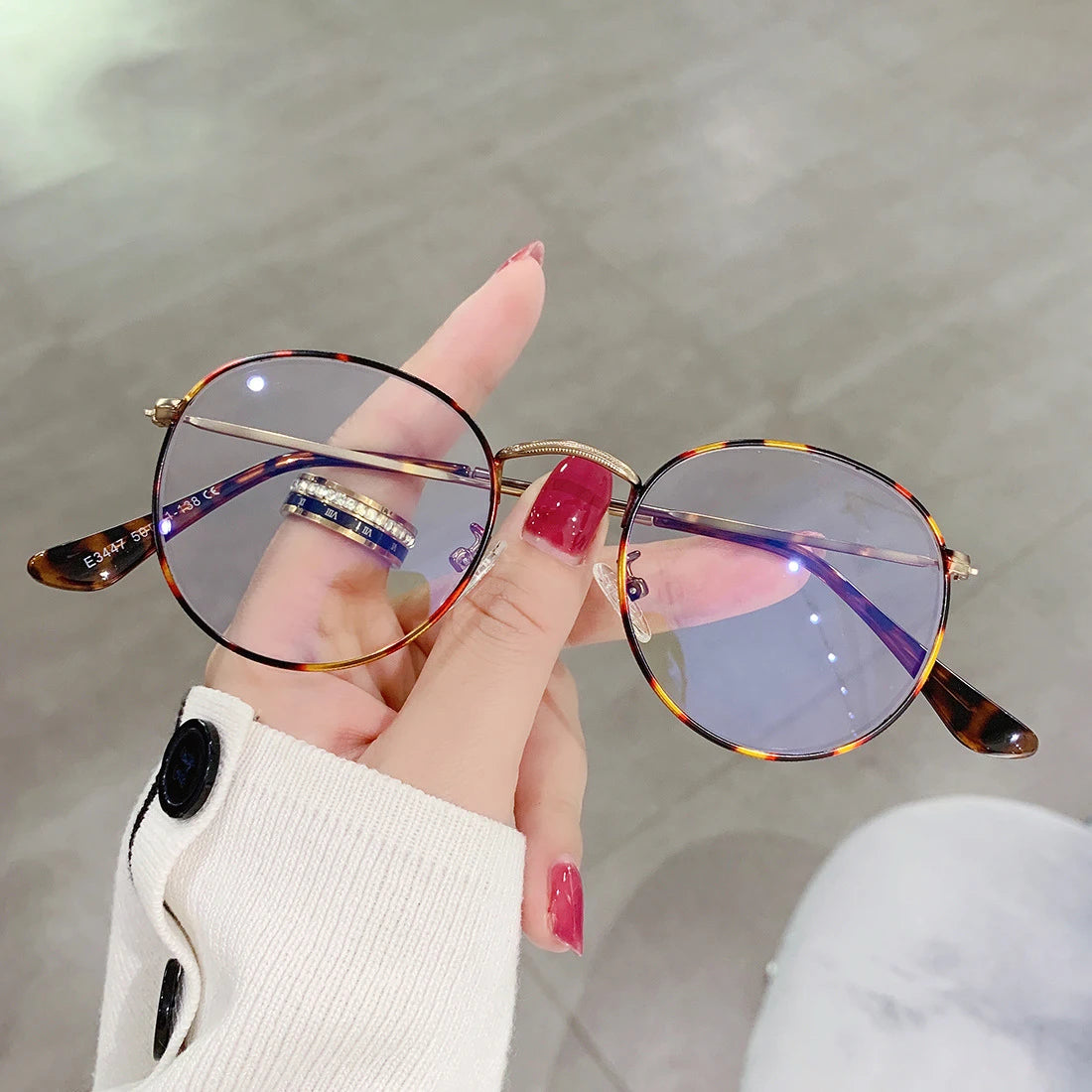 3447 Metal Round Optical Frames Simple Unisex Glasses Anti Blue Light Blocking Eyeglasses