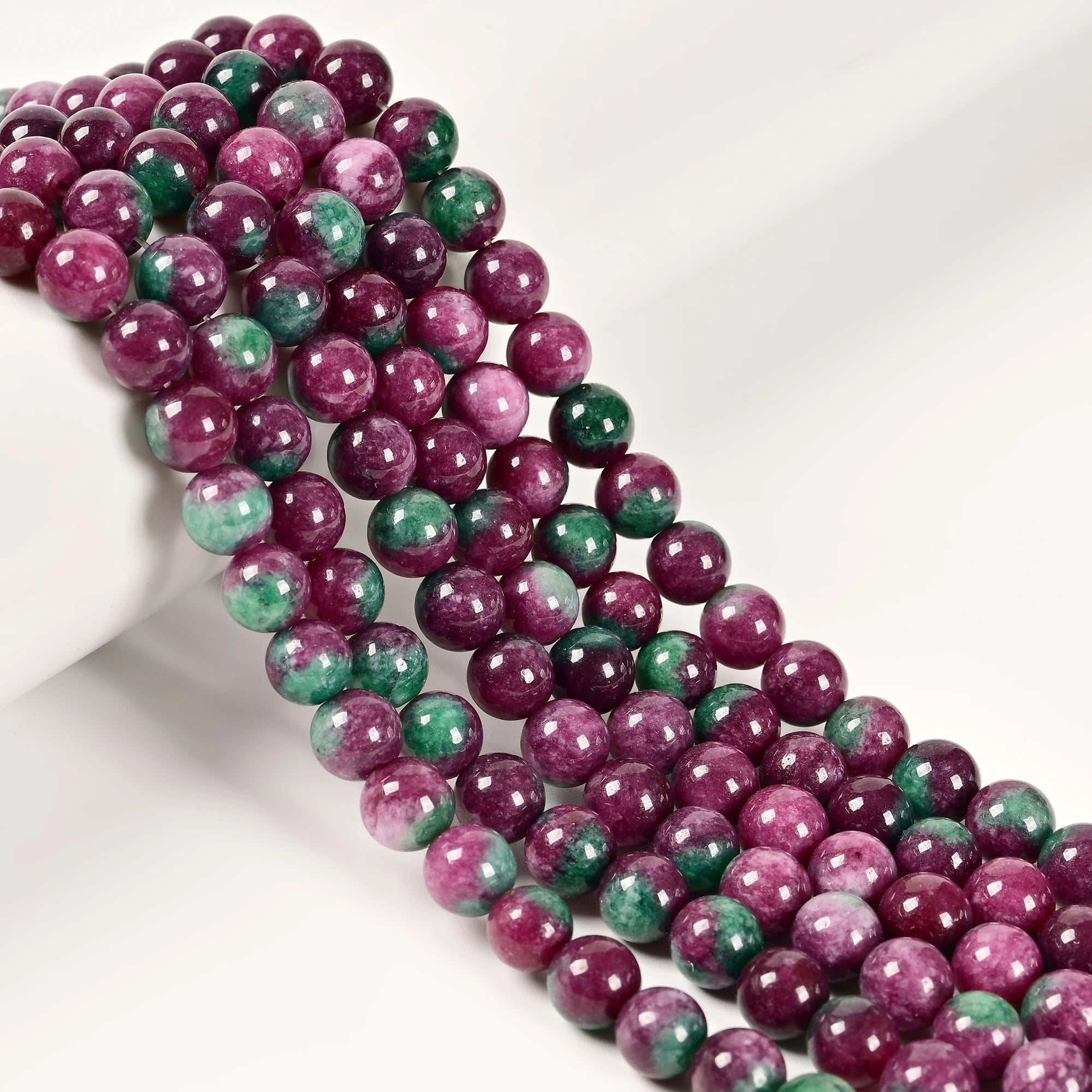 Best Quality Ruby Zoisite Color Dyed Jade Smooth Round Low Price Beads for  Jewelry Making Size 6mm 8mm 10mm