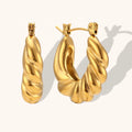 Dingran Europe and America Vintage Style Large Texture Thick Stainless Steel U-Shaped Hoop Earrings for Women Popular