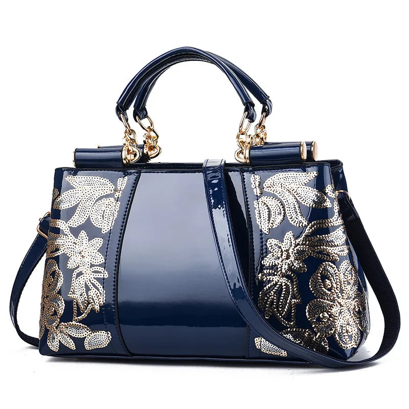 Bright Leather 2024 New Solid Color Versatile Simple Casual Large Capacity Retro Women's Shoulder Bag