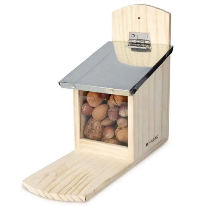 Outdoor Wooden Squirrel  Feeder Box  Pine  Wood    Squirrel  Peanut  Feeding  House
