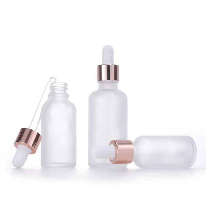 In Stock 1oz 30ml Frosted Glass Dropper Bottle With Rose Gold Dropper for Essential Oil/serum