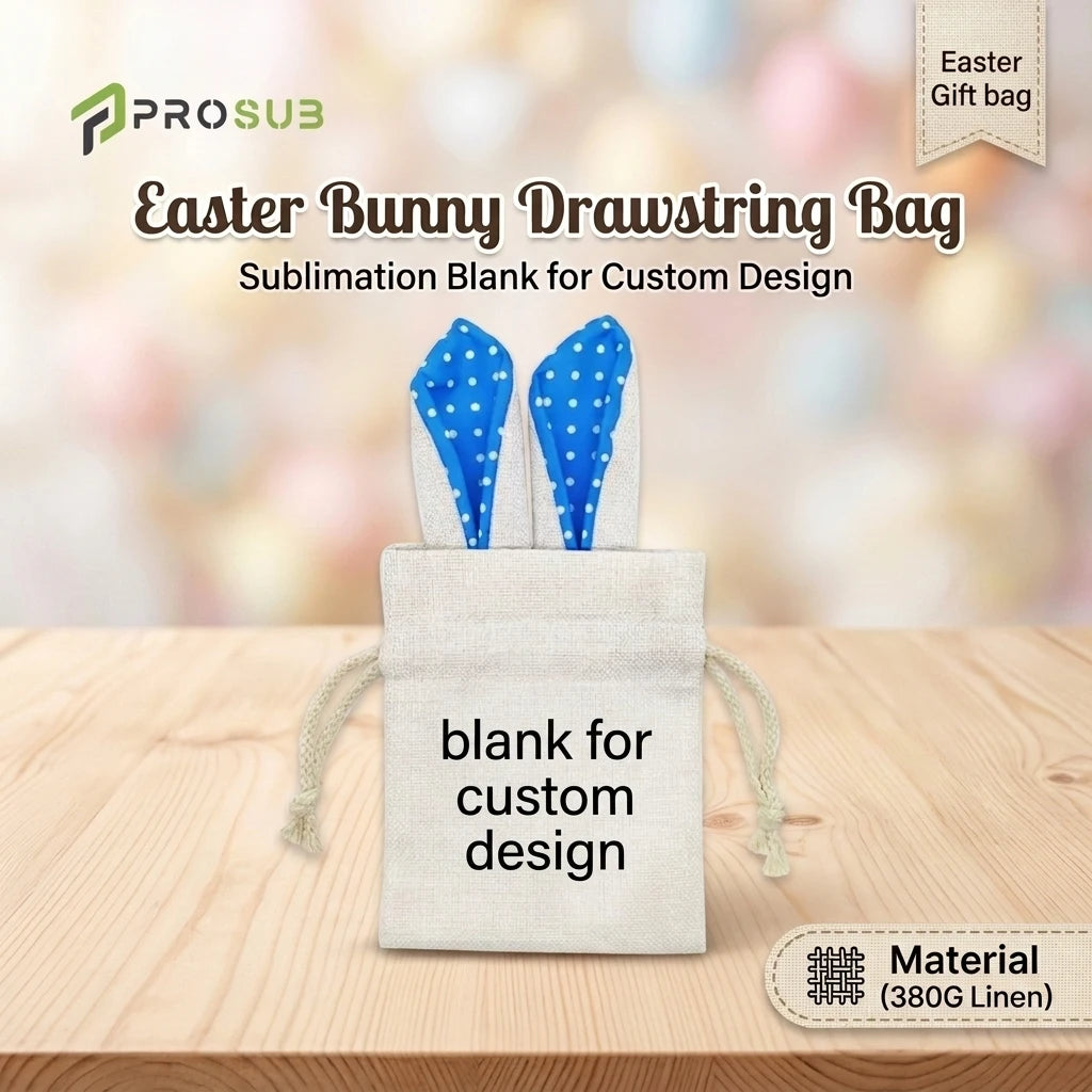 Prosub Wholesale Multicolor Easter Bunny Bags 15x30cm Linen Sublimation Blanks with Drawstring