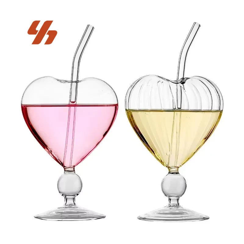 Wholesale 220ml Bar Cocktail Glass Drinking Glassware Unique Heart Shaped Romantic Juice Wine Glasses Creative Martini Glasses