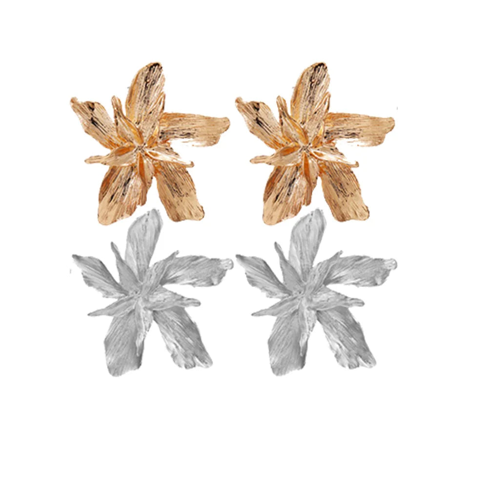 52*55MM Big Flower Earrings Fashion Petal Bohemian Luxury Oversize Plant Leaf Earrings for Women Metal Jewelry