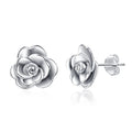 Wholesale 925 Sterling Silver Rhodium Plated Flower Stud Earrings for Women