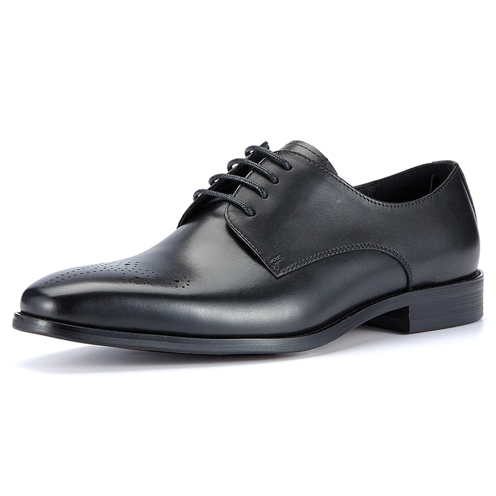 Top Grade Men's Formal Derby Shoes Handmade Genuine Cowhide Leather Casual Comfortable Wearing-Resist Upper Position Brogues