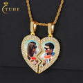 Fancy Design Broken Heart Picture Pendant White Gold Plated Photo Memory Frame Charm Necklace With Chain