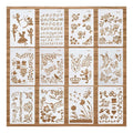 12pcs Plastic Stencils for Journal Painting Craft 6.3 X 9.7 Inches Children's Drawing Template