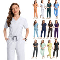 Adjustable Custom logo Hospital Uniforms Scrubs Medical Embroidery Nurse Uniform Zipper Pocket Unisex Scrubs Uniforms Set