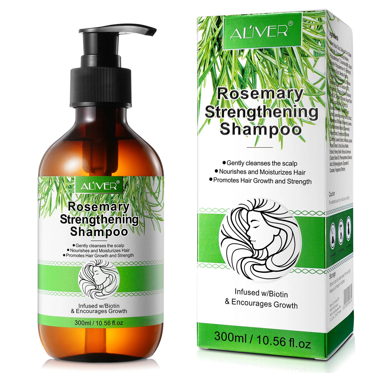 ALIVER Unisex clear Custom Wholesale Private Label Organic Anti Hair Loss Hair Products Rosemary Hair Growth Shampoo