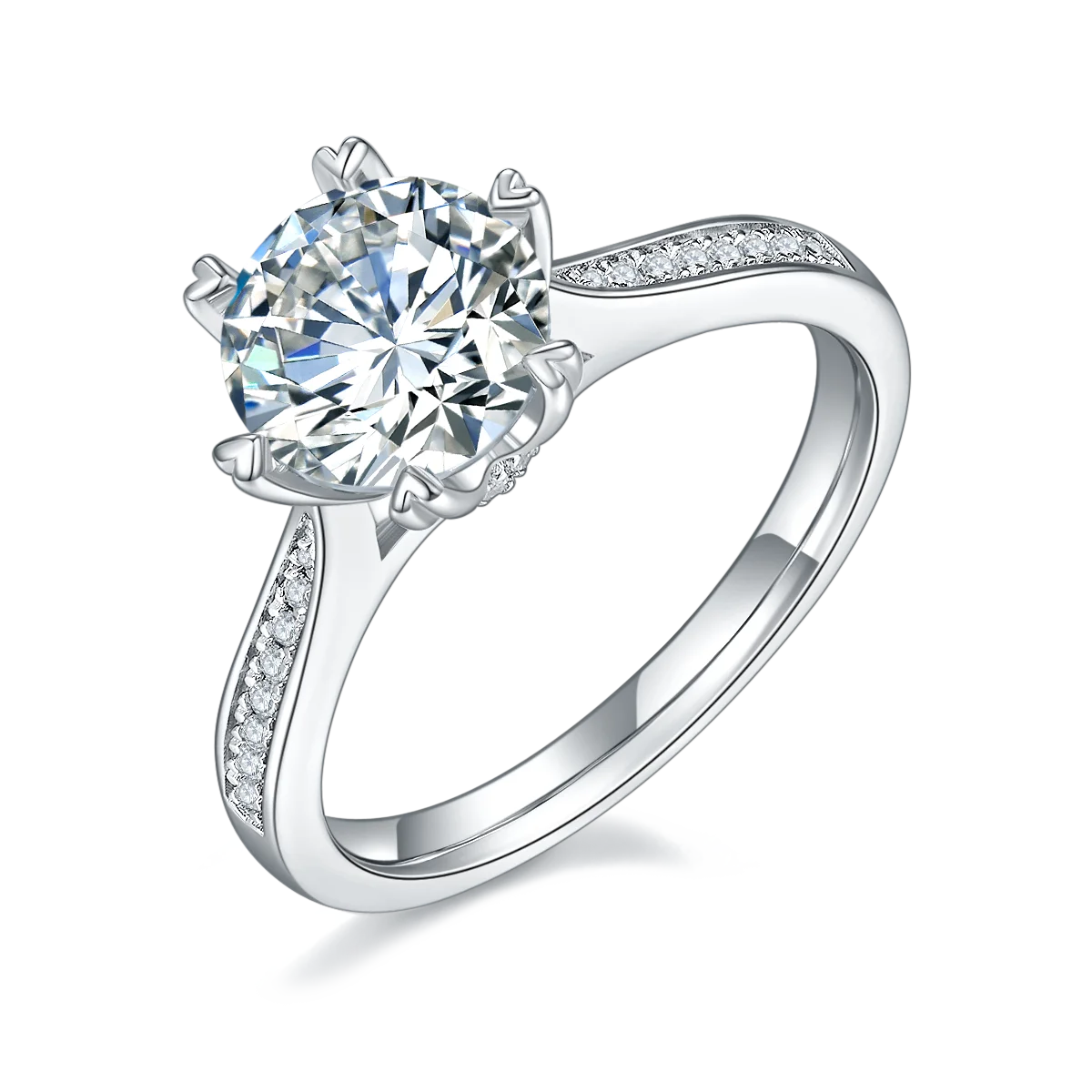 Jiangyuan Moissanite Women Jewelry 2ct Diamond Rings Fine Silver 925 Silver Custom White 14k 18k Gold Plated CLASSIC GRA Jy-gems