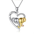 Wholesale Valentine's Gift Jewelry Romantic Gold Plated Lucky Double Elephant Heart Pendant Necklace for Women Men