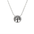 Fine Jewelry 925 Sterling Silver Zircon Round Shaped Tree of Life Necklace for Women