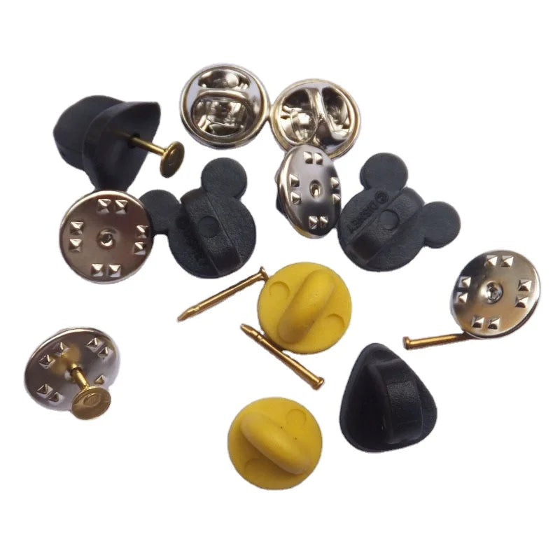 Black Lapel Pin Stopper Plastic Butterfly Clutch Badge Nails Keeper Locking Pin Back