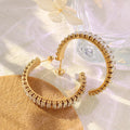 Waterproof Large CZ Open Earrings Non Tarnish Gold Hoop Earrings Stainless Steel Cubic Zirconia Earrings