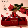 Creative High-end Double Lift Metal Rose Ring Necklace Earrings Jewelry Packaging Box Suitable for Valentine's Day