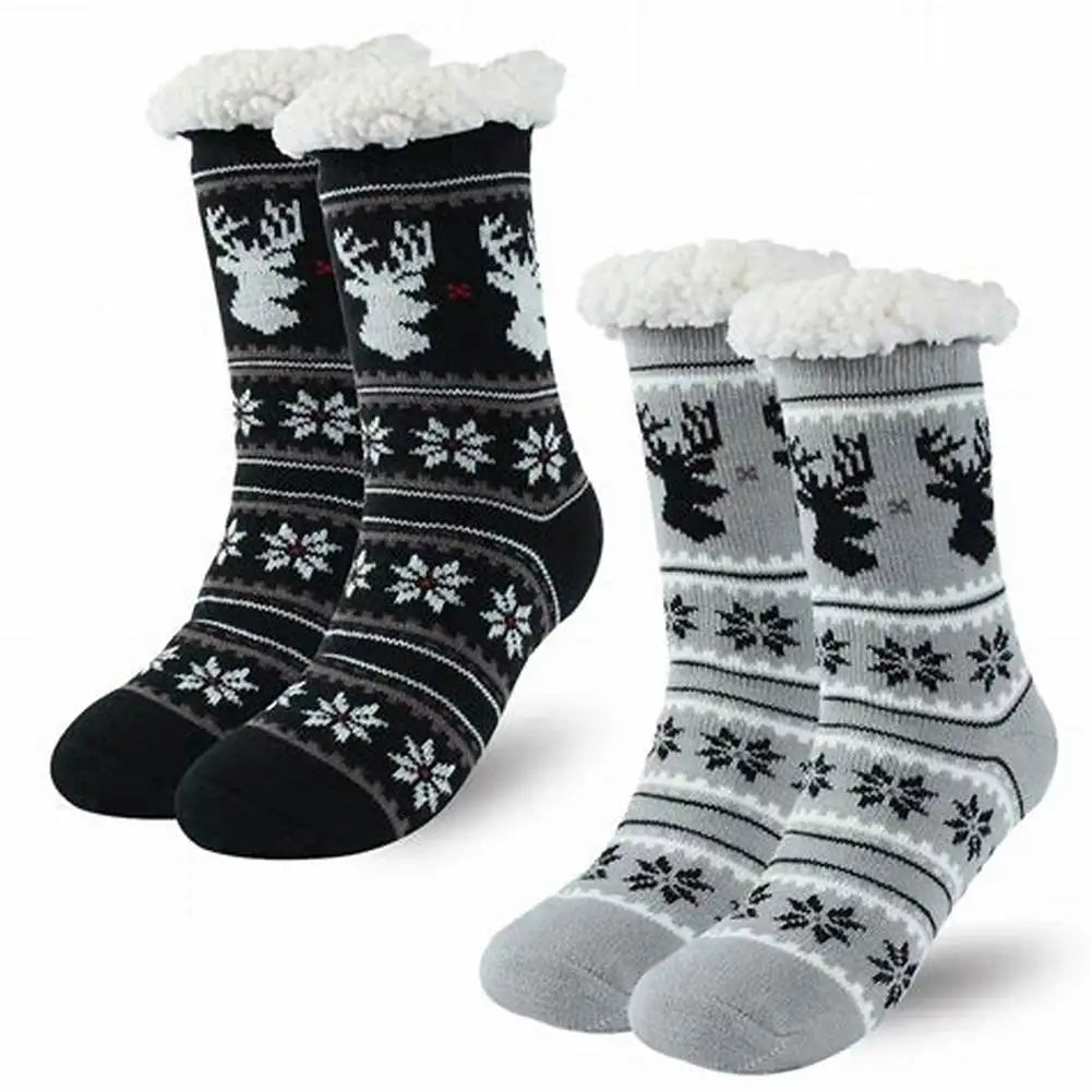 Custom Microfiber Faux Fur Christmas Socks Knitted Sherpa Fleece with Non-Slip Daily Use Crew Length Logo on Body and Cuff