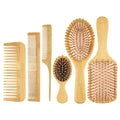 Low MOQ Private Label Hair Brush Set Wide Tooth Comb and Rat Tail with Fashionable Style Bamboo Handle for Salon Use