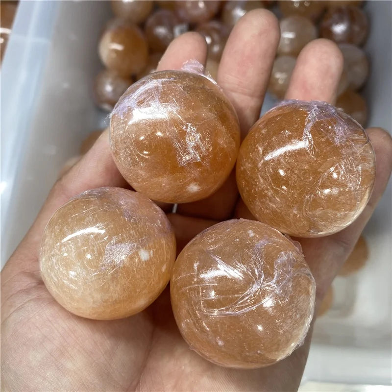 Wholesale healing orange selenite sphere natural crystal ball for decoration