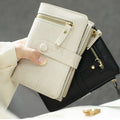 Women New Korean Elegant Short Folding Multi-function Card Purse PU Leather Temperament :Ladies Wallet