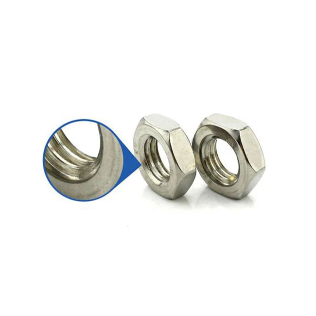 Factory Wholesale Metal Hexagon Stainless Steel 304 316 Metric Hex Thin Jam Nut Nuts