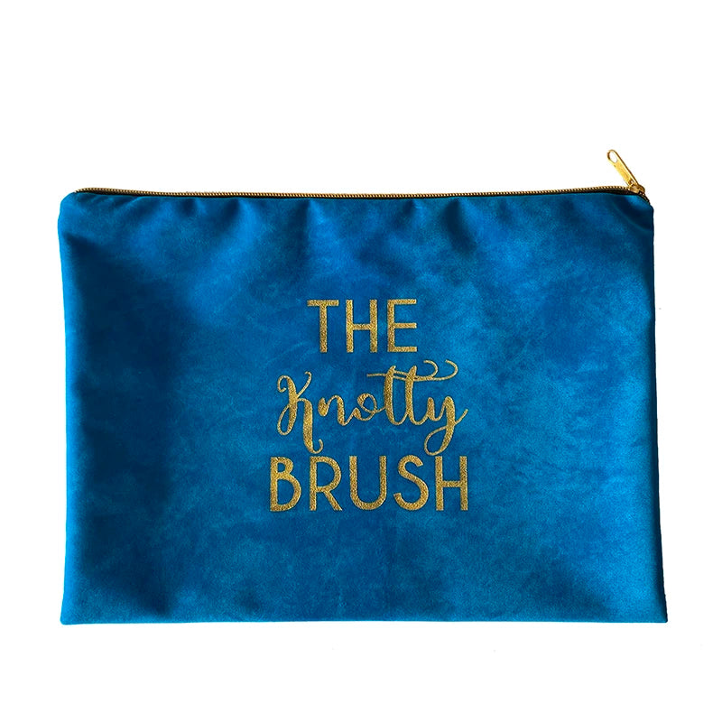 Custom Brand Logo Printed Makeup Travel Pouches 35x25cm Velvet Cosmetics Brush Zipper Bags