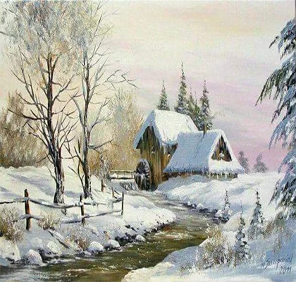 CHENISTORY DZ992274 DIY Painting by Numbers Oil Painted Snow Scene Paint by Numbers Modern Oil Painting