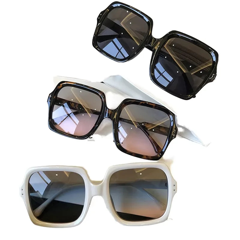 Custom Logo  Elegant Custom Logo Vintage Large Frame Square Sunglasses UV400 Shades Oversized Gradient Sunglasses Women