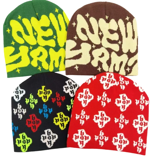 Wholesale Unisex Designer Jacquard Acrylic Beanie Custom Logo Embroidery Solid Winter Knitted Skullcap Men Women Y2K Beanie