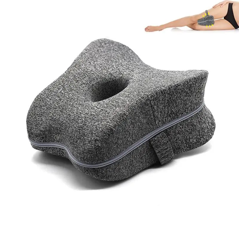 Factory Wholesale Apple Shaped Memory Foam Knee Pillow with Strap Knitted Technics for Side Sleepers