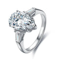 Factory Direct Wholesale S925 Silver Pear Cut White Cubic Zirconia Trendy Claw Setting Fashion Simple Design Women's Rings