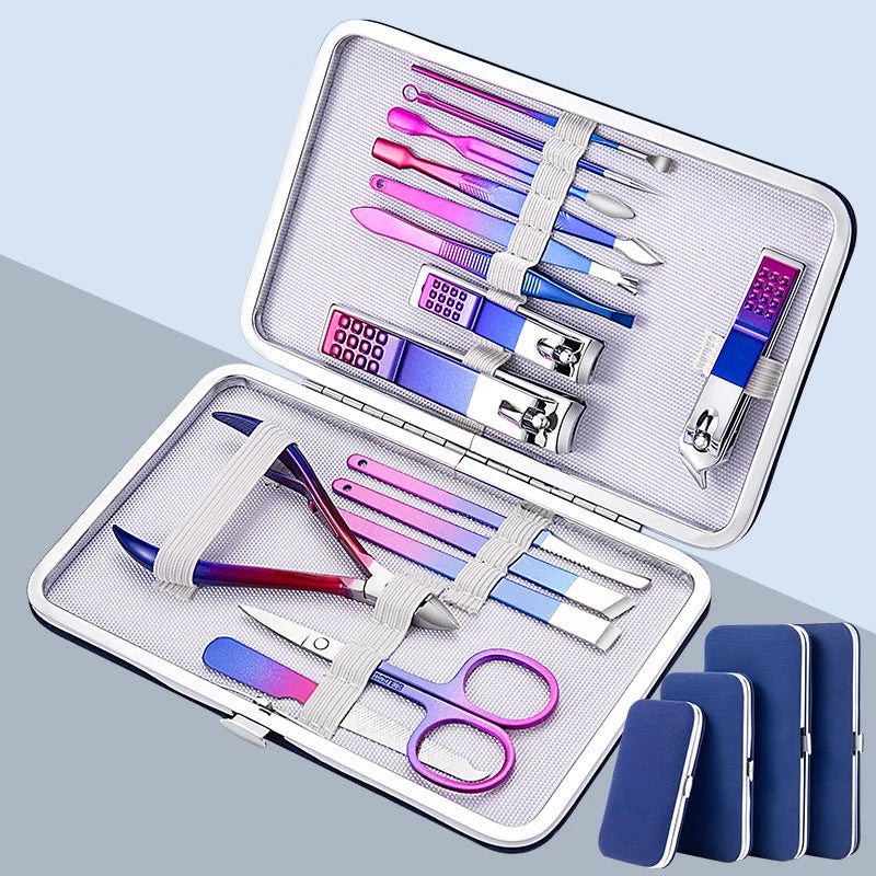 Colorful Nail Clippers Cutter Trimmer Ear Pick Manicure Scissors Set 7/10/12/15Pcs Manicure Tool Pedicure Set