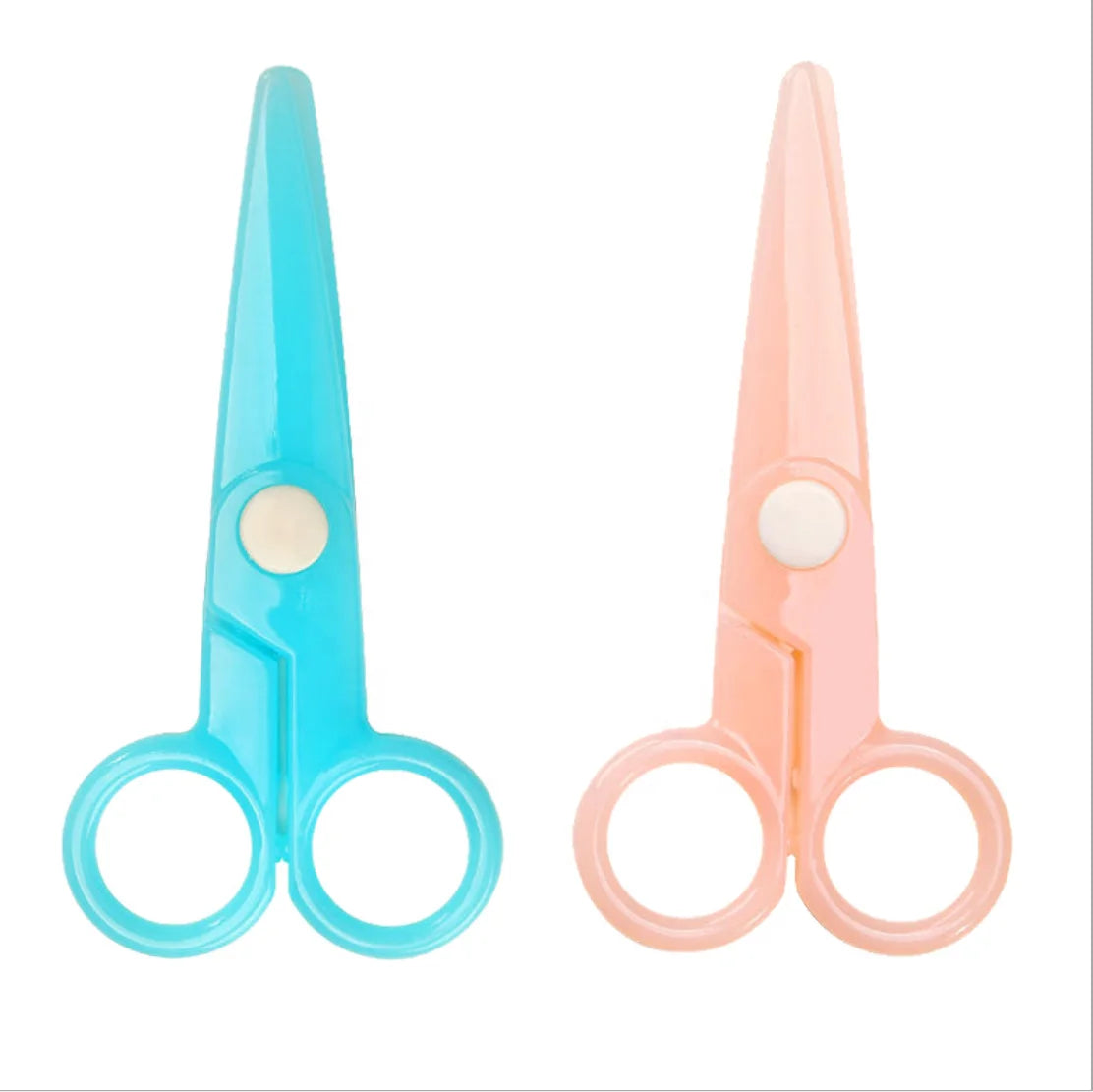 Safety Small Stationary Scissors for Kids for Handcraft Paper Cutting Cartoon-inspired Plastic Design for Students DIY Projects