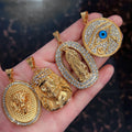 Stainless Steel Eye of Horus Pendant Virgin Mary Medal 18k Gold Plated Egyptian Jewelry Ankh Cross Pendant Men Women