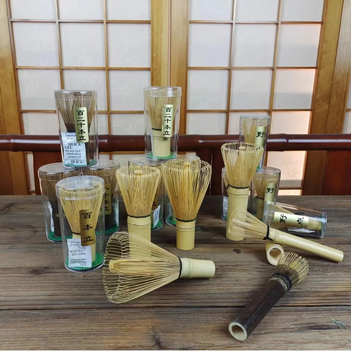Custom Logo Japanese Traditional Matcha Ceremony Accessory Set Bamboo Chasen Tea Spoon Whisk Holder with Cup Customizable