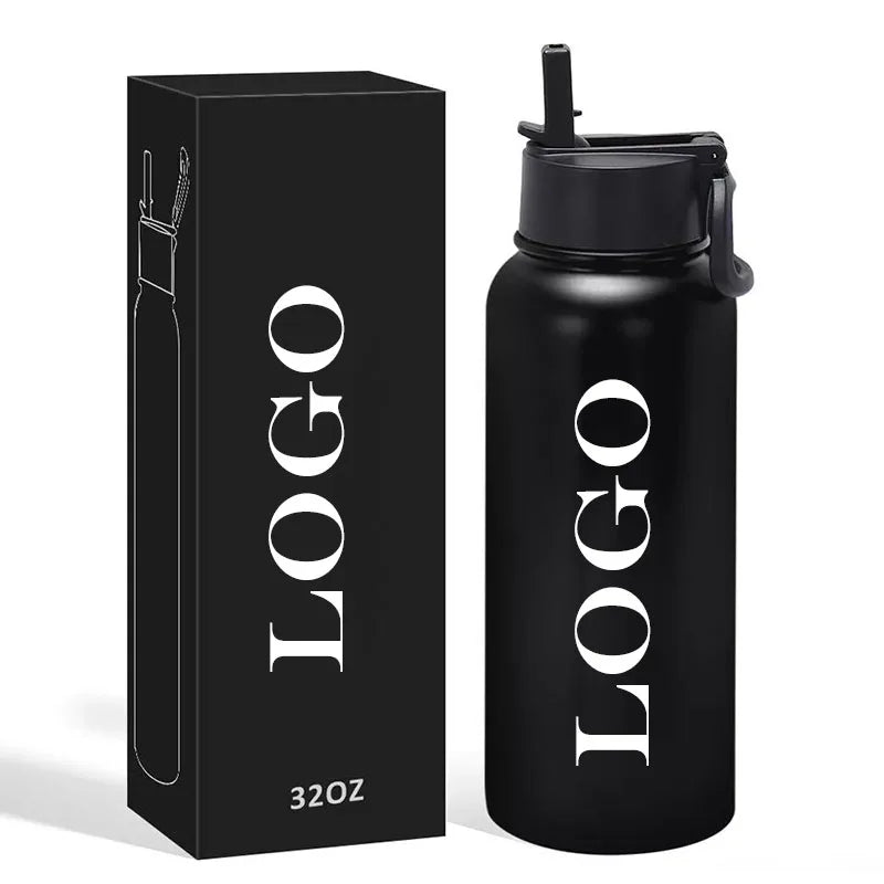 Customized Insulated Thermo Wide Mouth Sports Water Bottle Flask Double Wall Motivational Stainless Steel Sports Water Bottle