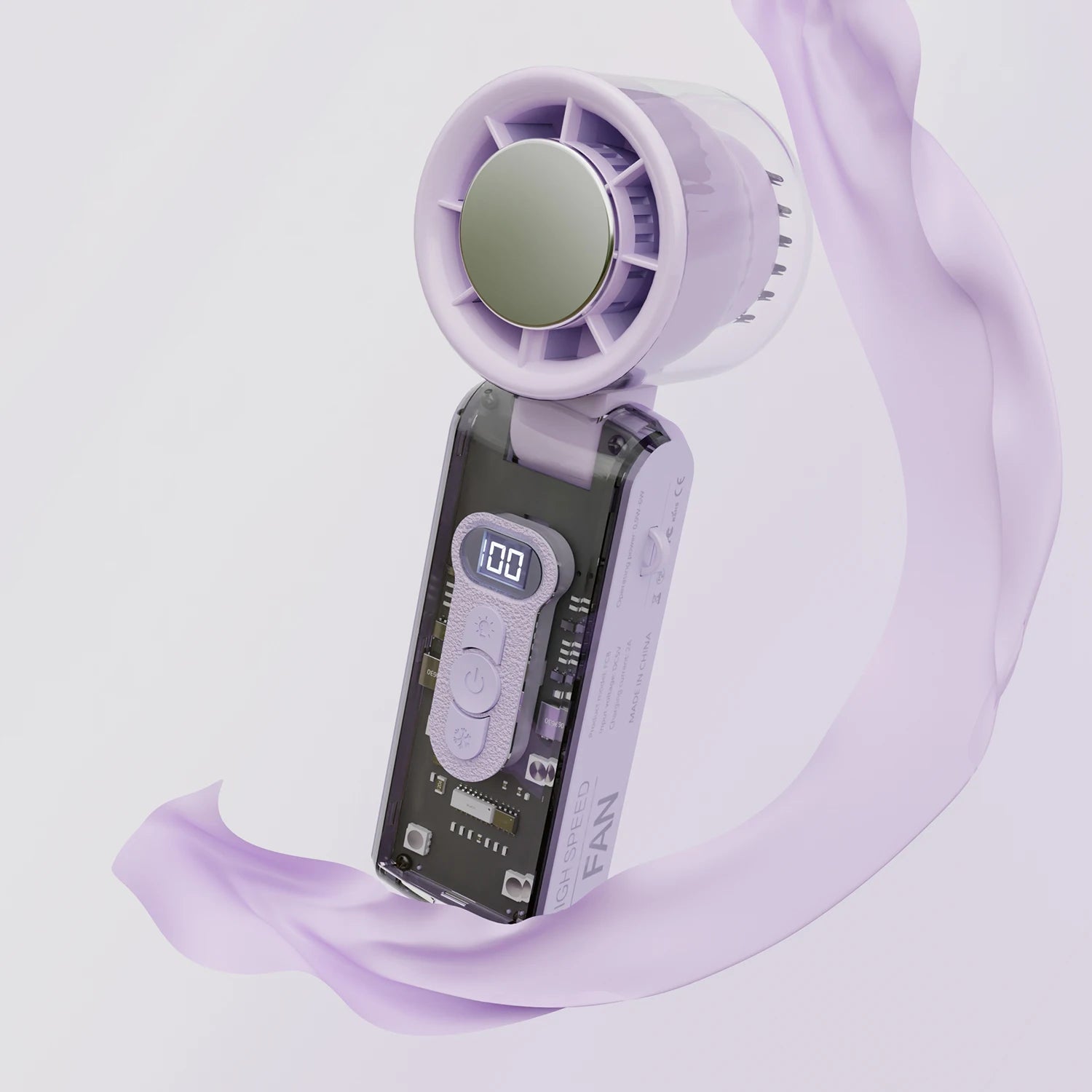 Portable Led Display Transparent Ice Cooling Rechargeable Mini Handheld Fan High Speed USB Cooler Hand Held Fan