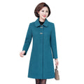 L-5XL Autumn/winter Woolen Coat Jacket Women's Mid Length Windbreaker Thick Winter Coat With Added Cotton